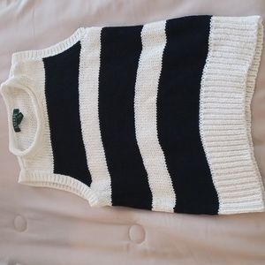Ralph Lauren sleeveless heavy knif black and white striped sweater size S/P